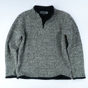 VTG Prana 1/4 Zip Sweater Brown Outdoor Hiking Sweatshirt Mens M Knit Heavy